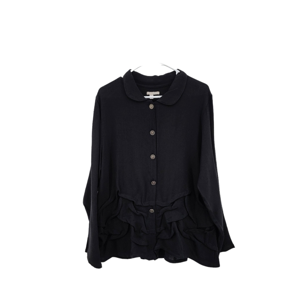 Ancienne Women's Vintage Wool Rayon Blend  Button Front Tunic Top Lagenlook - M